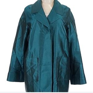 ST JOHN COUTURE Teal Silk Wool Blend Evening Jacket Size 8